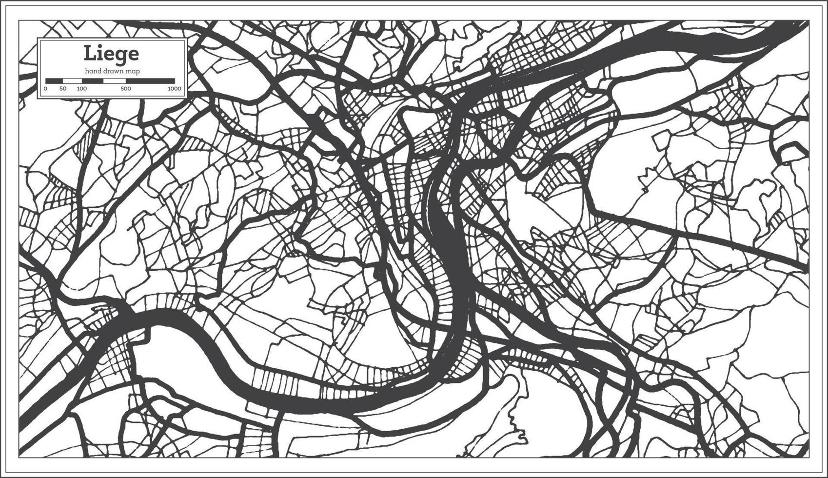 liegi Belgio città carta geografica nel nero e bianca colore. schema carta geografica. vettore