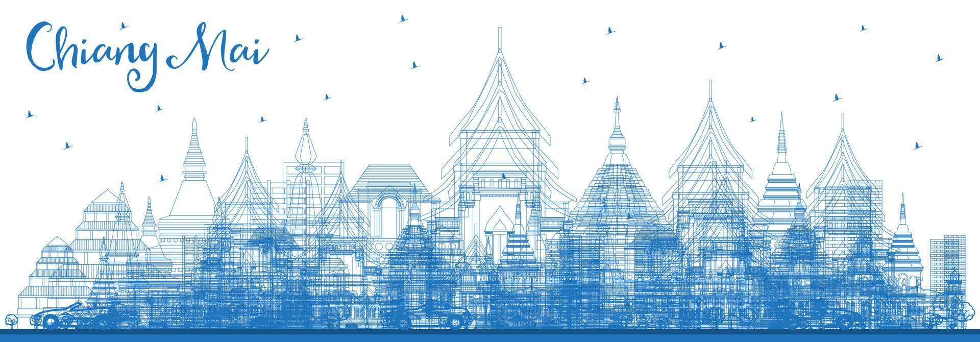 schema chiang Mai Tailandia città orizzonte con blu edifici. vettore