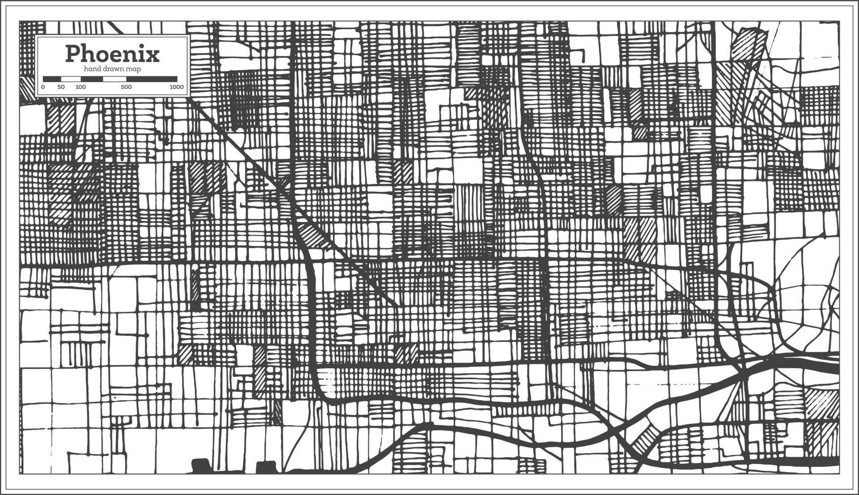Fenice Stati Uniti d'America città carta geografica nel retrò stile. schema carta geografica. vettore