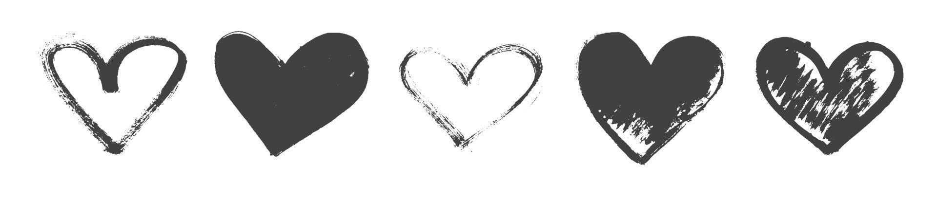 mano disegnato calligrafia cuore impostato isolato su bianca sfondo. vettore