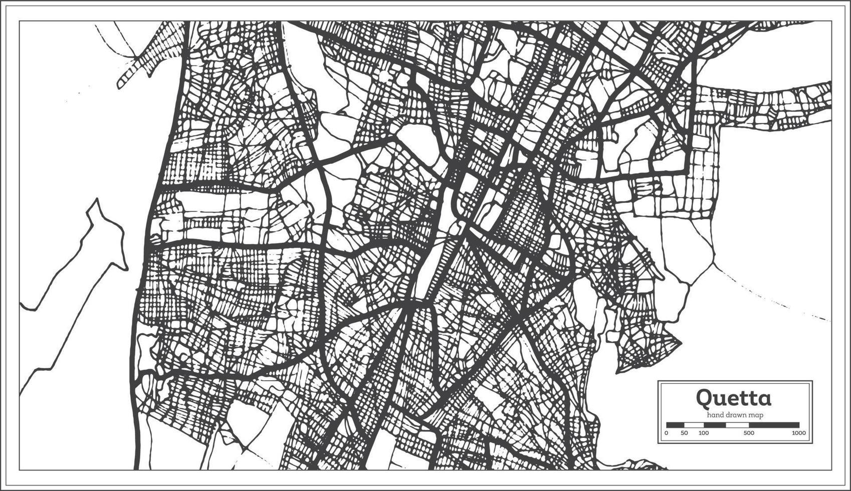 quetta Pakistan città carta geografica nel retrò stile nel nero e bianca colore. schema carta geografica. vettore