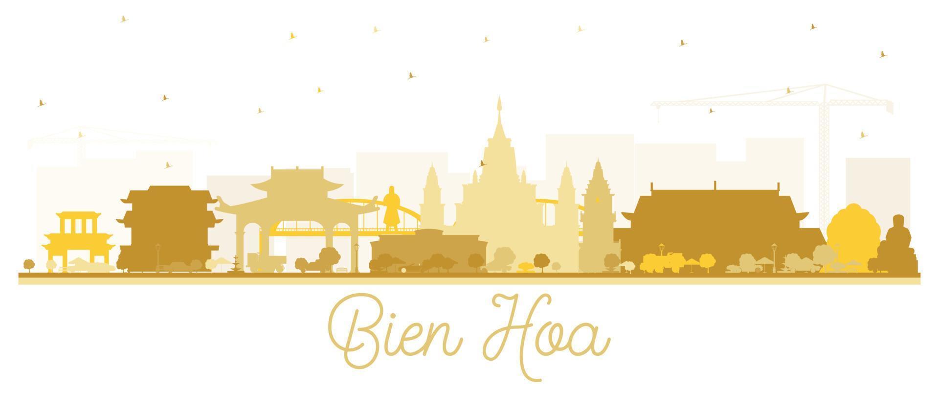 bien hoa Vietnam città orizzonte silhouette con d'oro edifici isolato su bianca. vettore