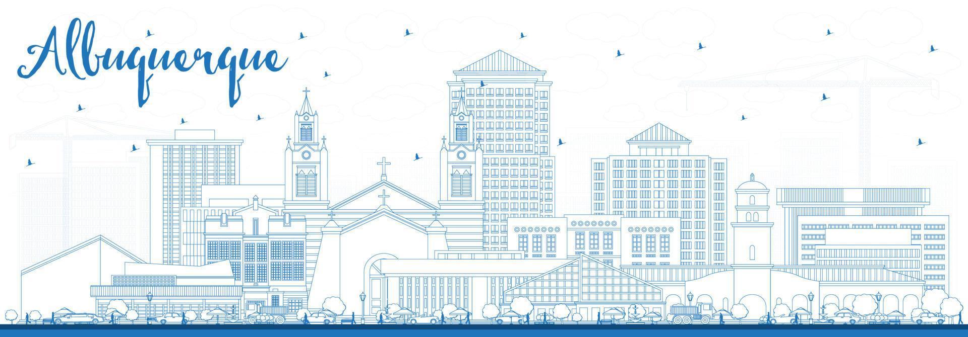 schema albuquerque nuovo Messico città orizzonte con blu edifici. vettore