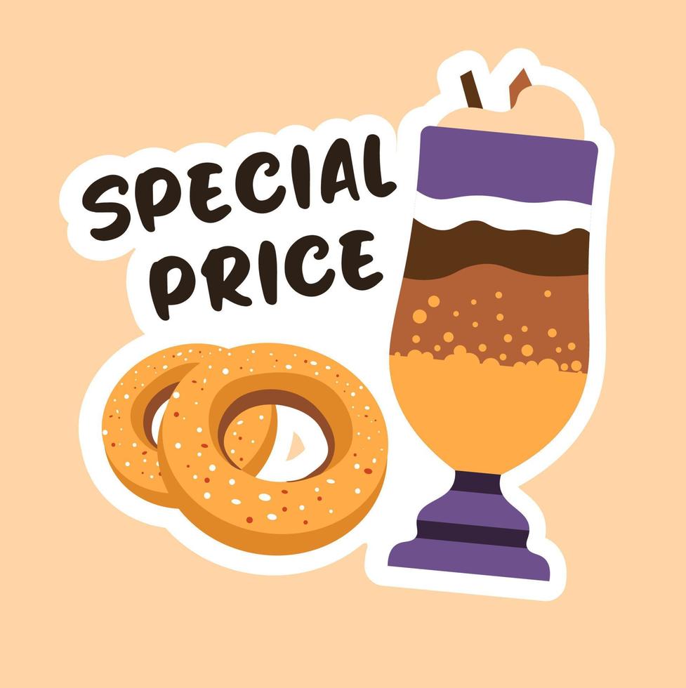 speciale prezzo su bar prodotti, caffè e ciambella vettore