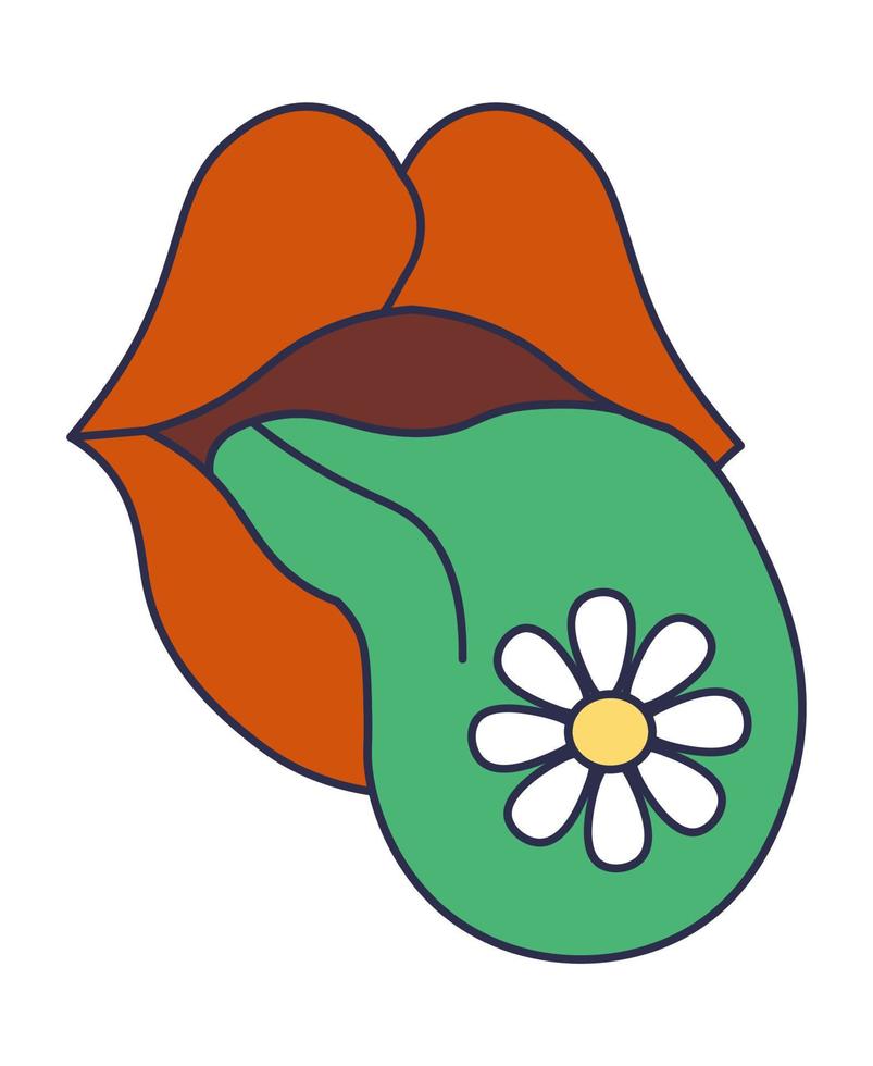 attaccare su lingua con fioritura fiore su esso vettore