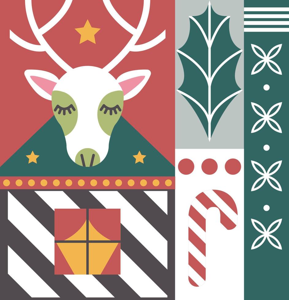 cervo e vischio, Natale vacanza disegni vettore