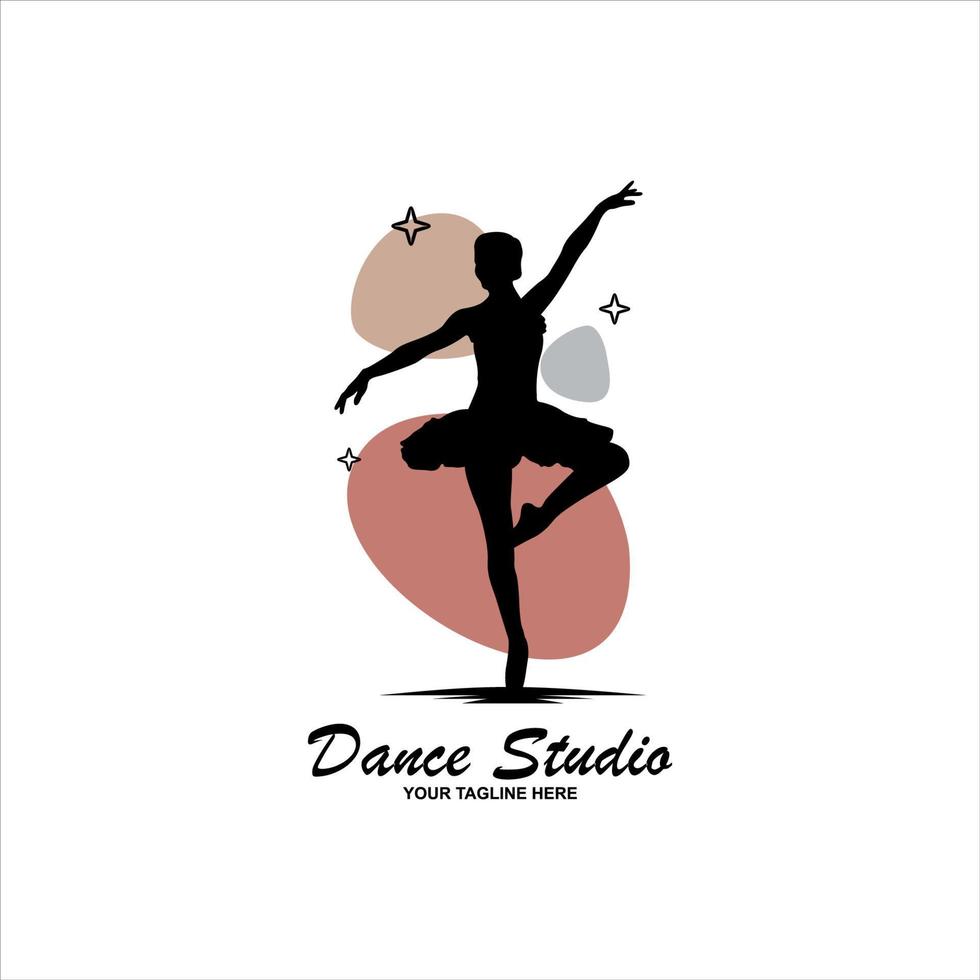 bellissimo donna danza logo design concetto modello vettore