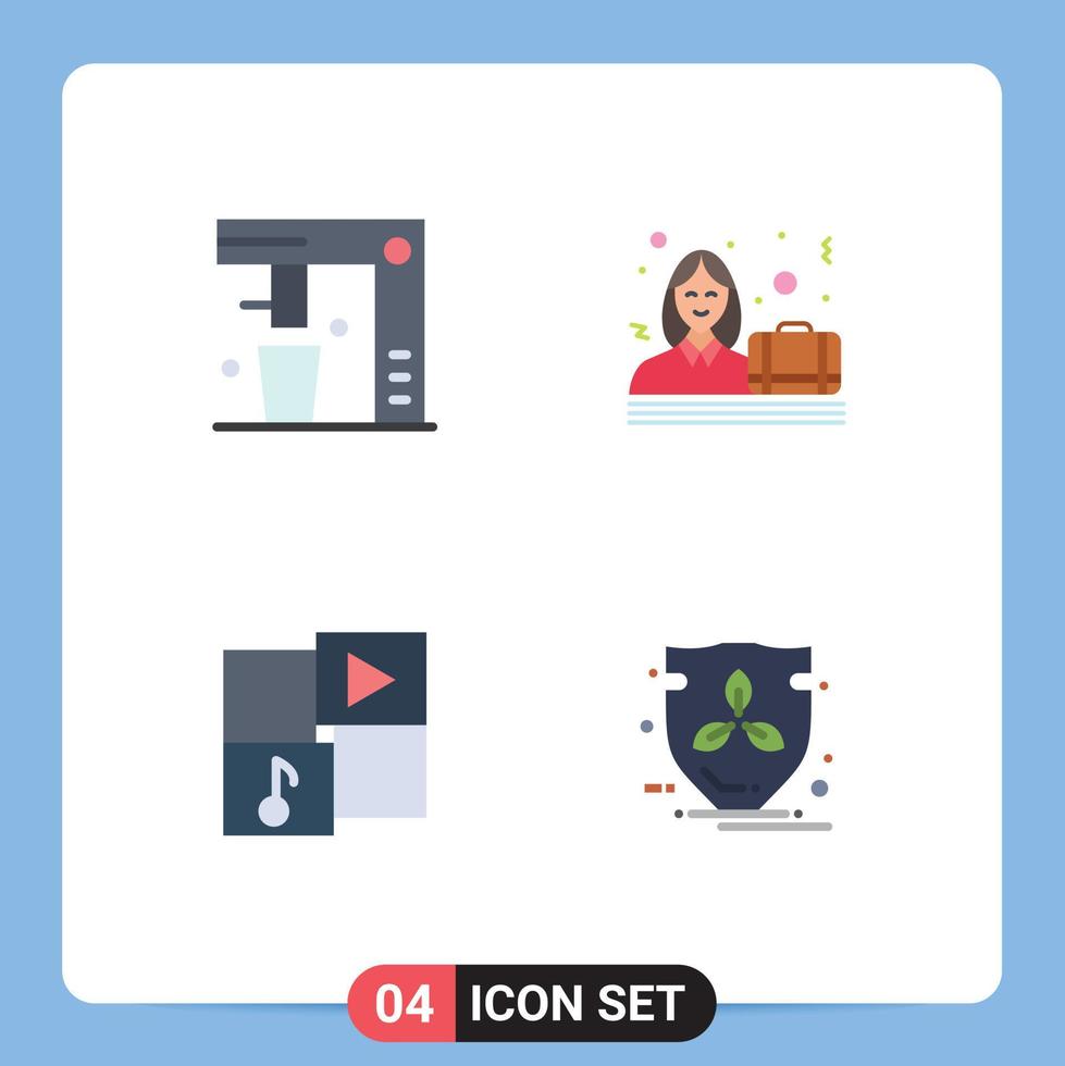 imballare di 4 creativo piatto icone di caffè creatore media cibo donne giocatore modificabile vettore design elementi