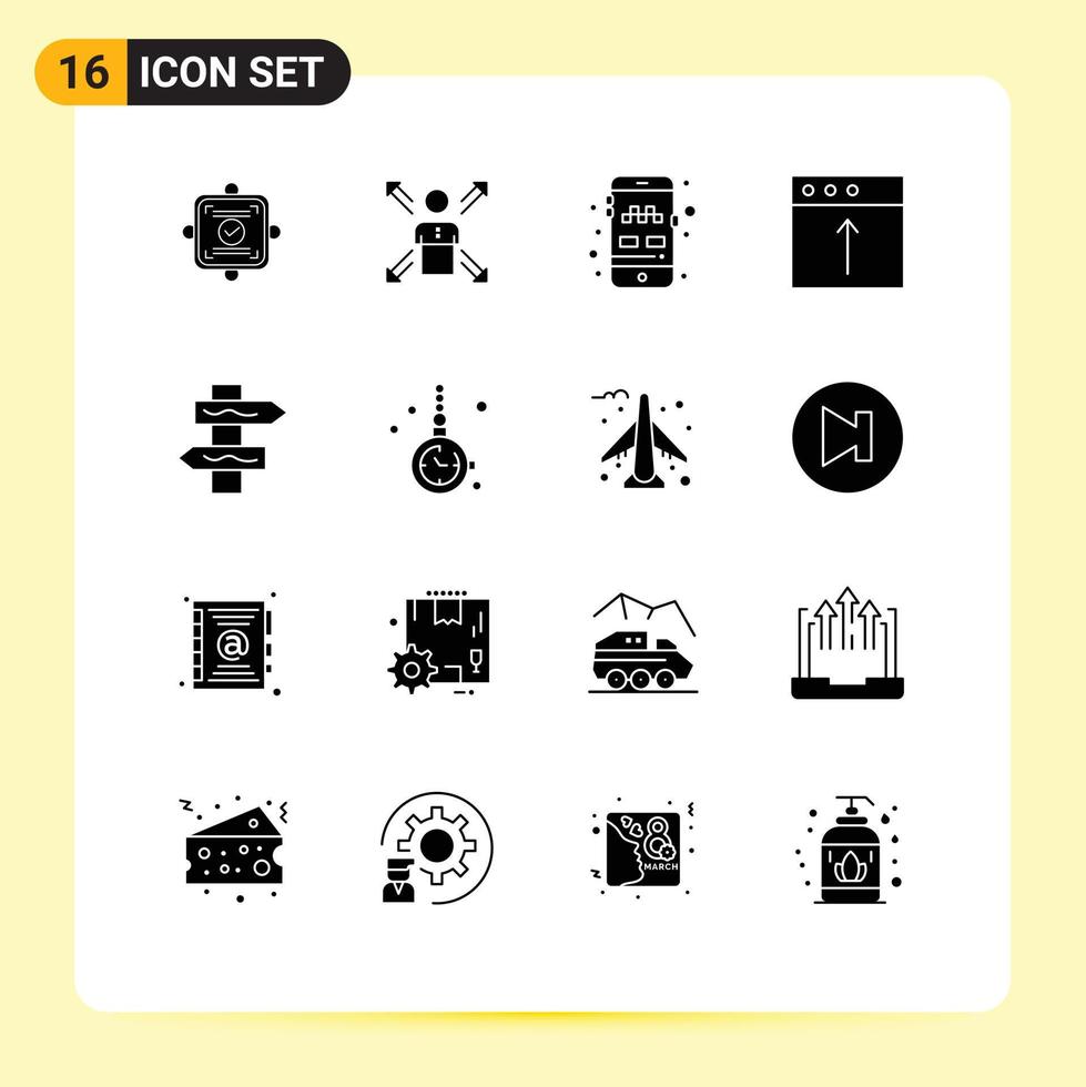 universale icona simboli gruppo di 16 moderno solido glifi di Mac App umano trasporto mobile modificabile vettore design elementi