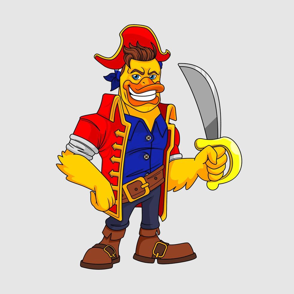 carino pirata anatra, pirata poco anatroccolo Tenere un' spada vettore