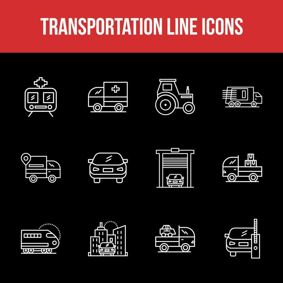 set di icone della linea di trasporto unico vettore