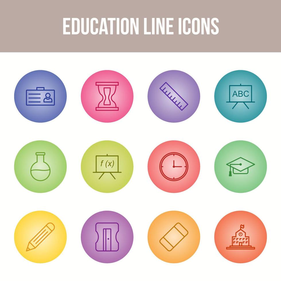 set di icone della linea educativa unica vettore