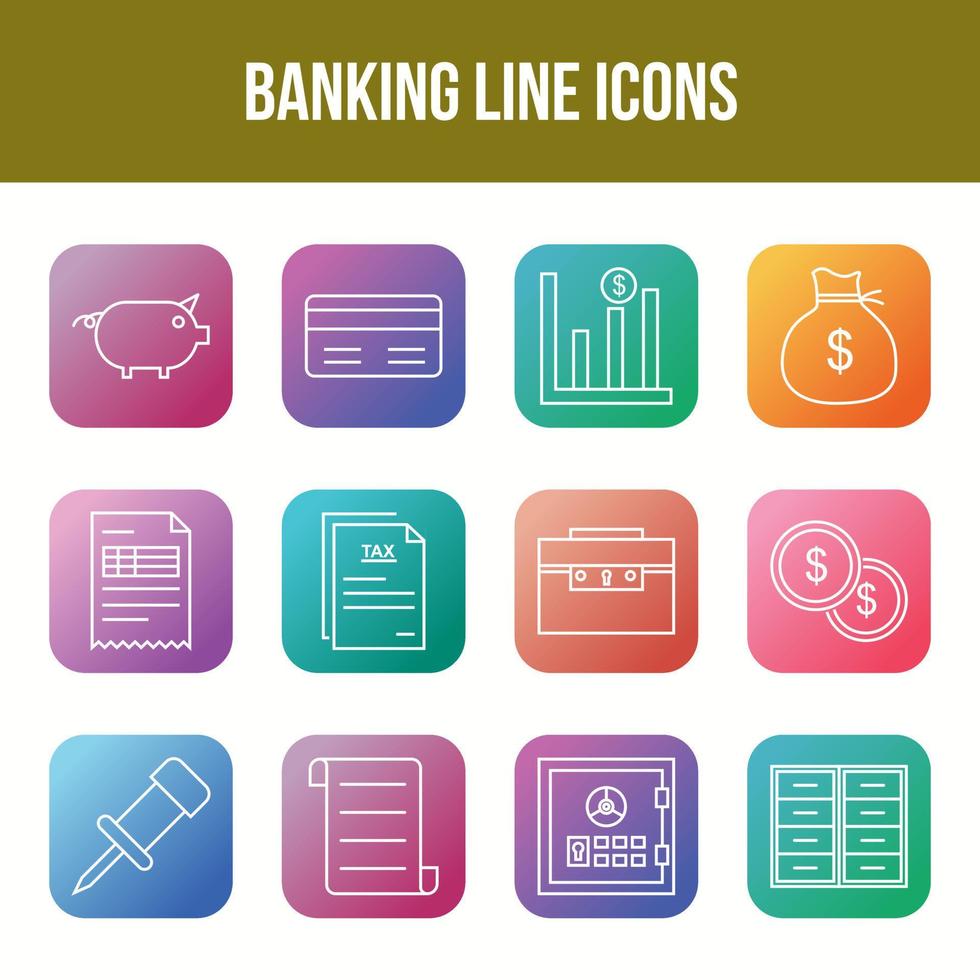 set di icone della linea bancaria unica vettore