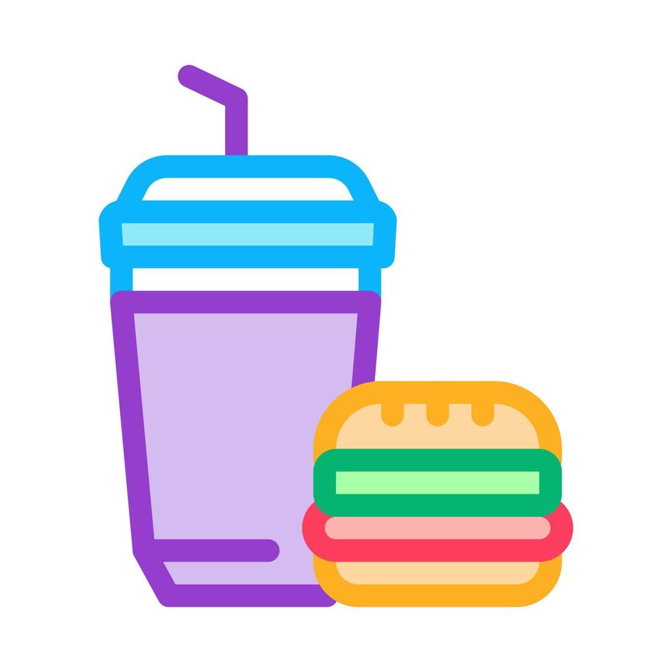 cibo hamburger e bevanda tazza icona vettore schema illustrazione