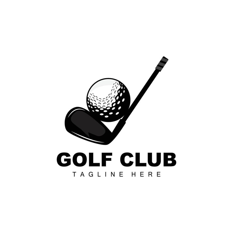 golf palla logo, vettore bastone golf. all'aperto gli sport gioco, disciplina disegno, icona modello