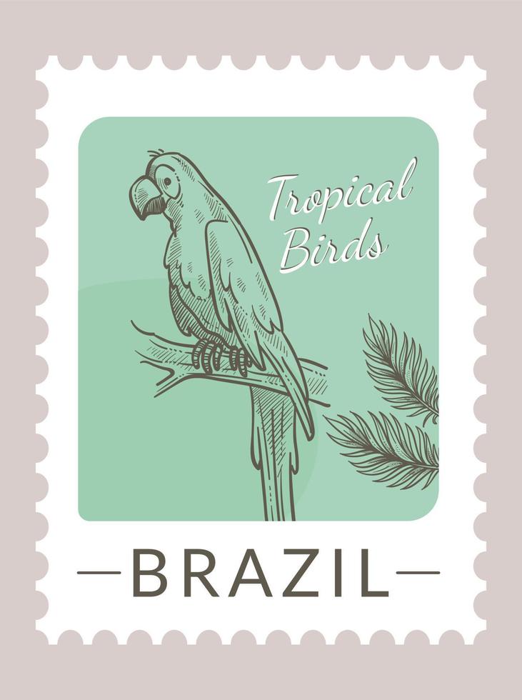 flora e fauna di brasile, timbro postale o cartolina vettore