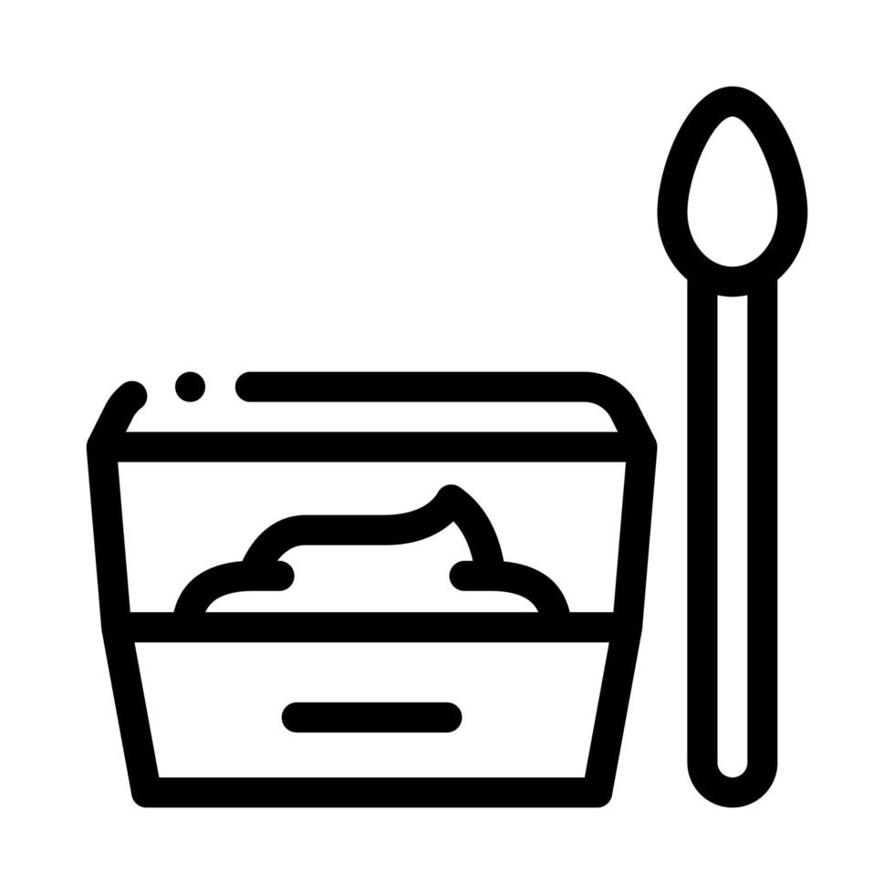 contenitore con cibo e cucchiaio icona vettore schema illustrazione