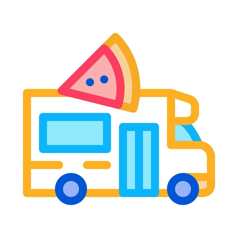 Pizza strada cibo furgone icona vettore schema illustrazione