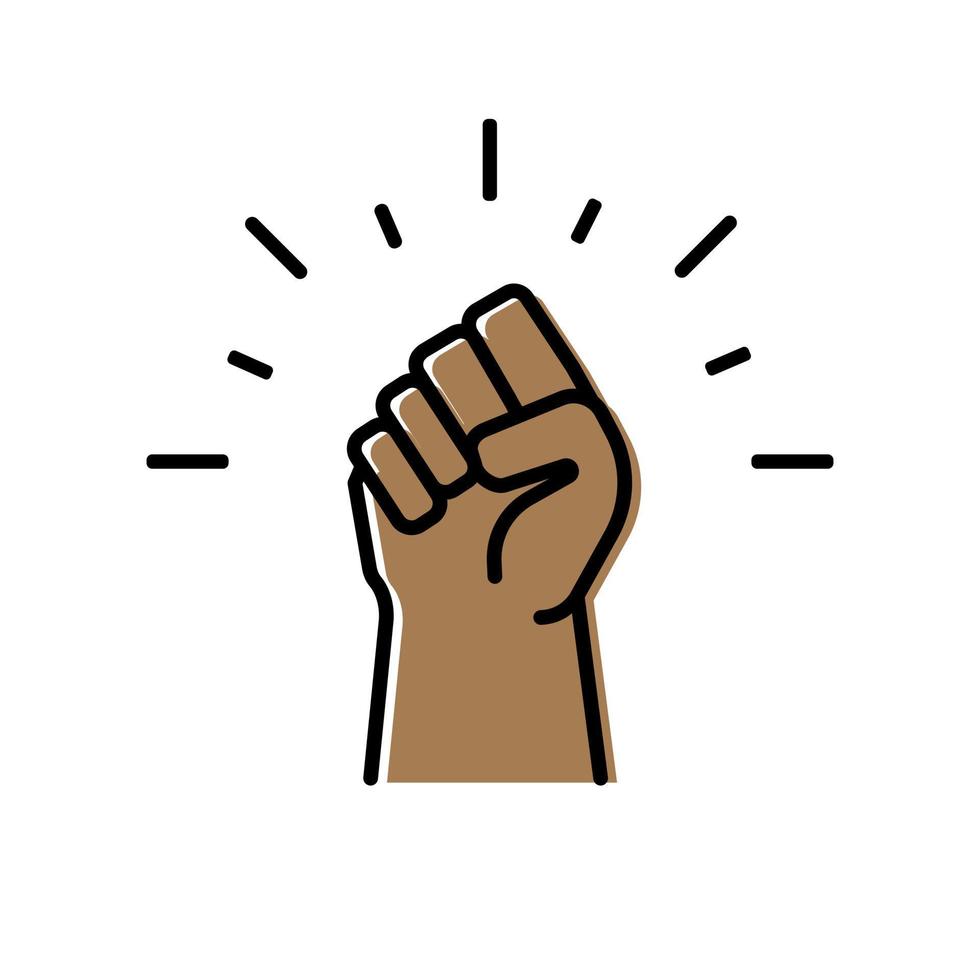 nero sollevato cazzotto protesta simbolo icone. mani stretto energia simbolo. nero vite importante protesta. vettore illustrazione
