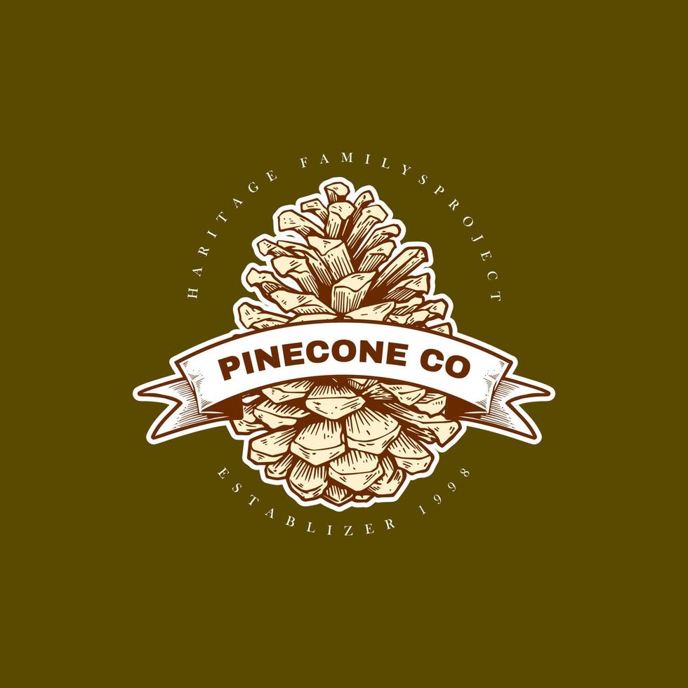 pino cono logo, distintivo e emblema design vettore