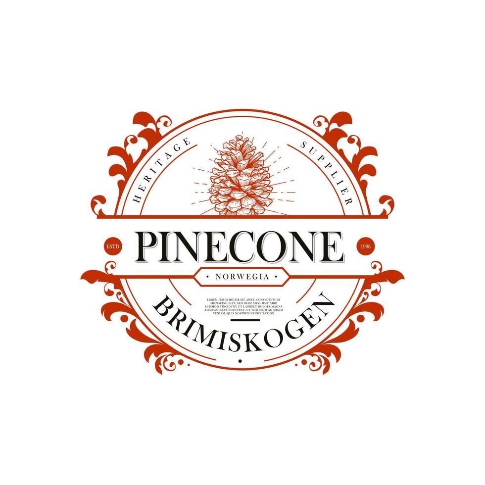 pino cono logo, distintivo e emblema design vettore