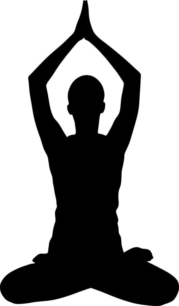 yoga nel silhouette vettore arte su sfondo