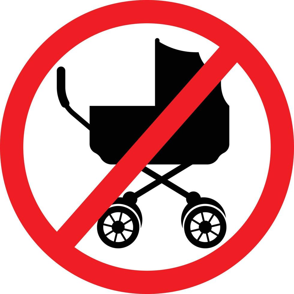 no bambino passeggino permesso. bambino restrizione cartello vettore