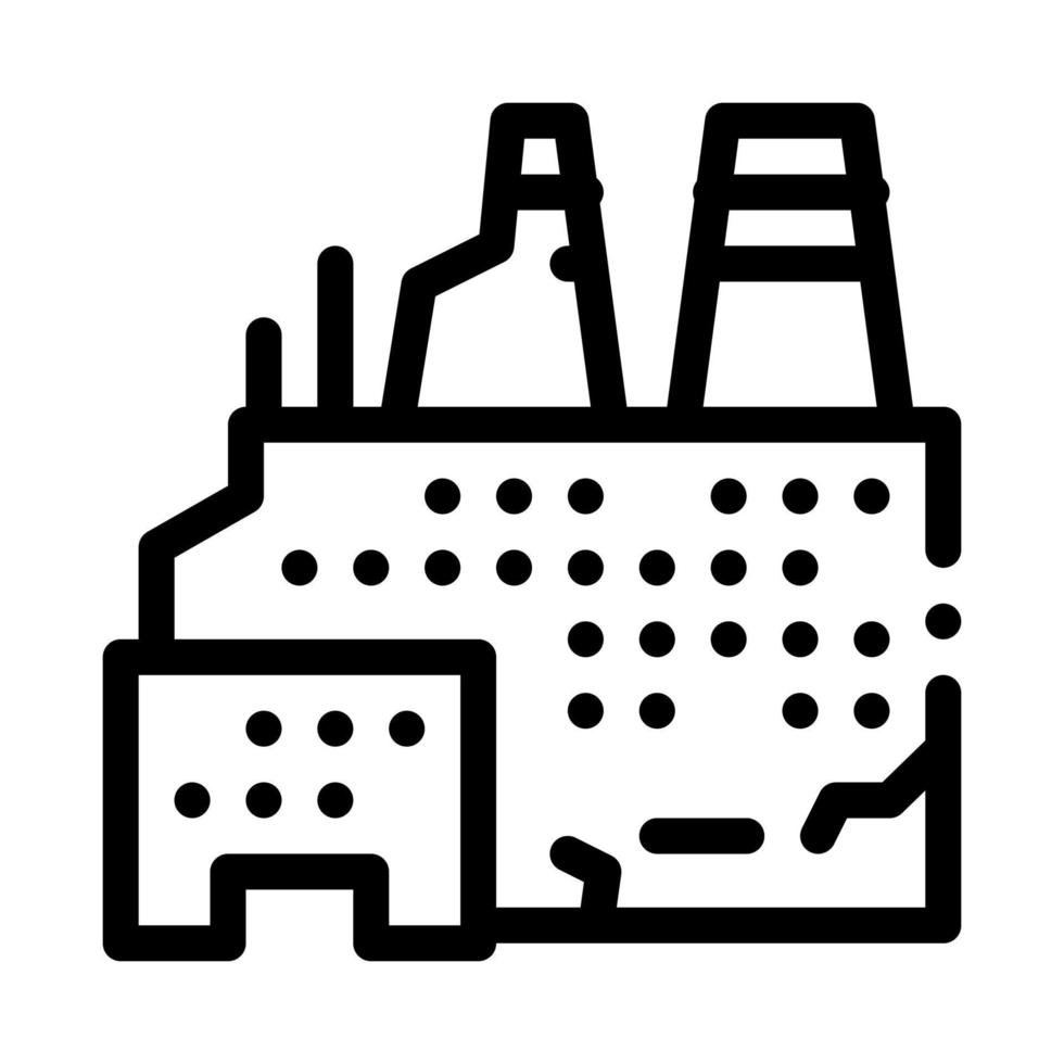 distrutto nucleare energia pianta icona vettore schema illustrazione
