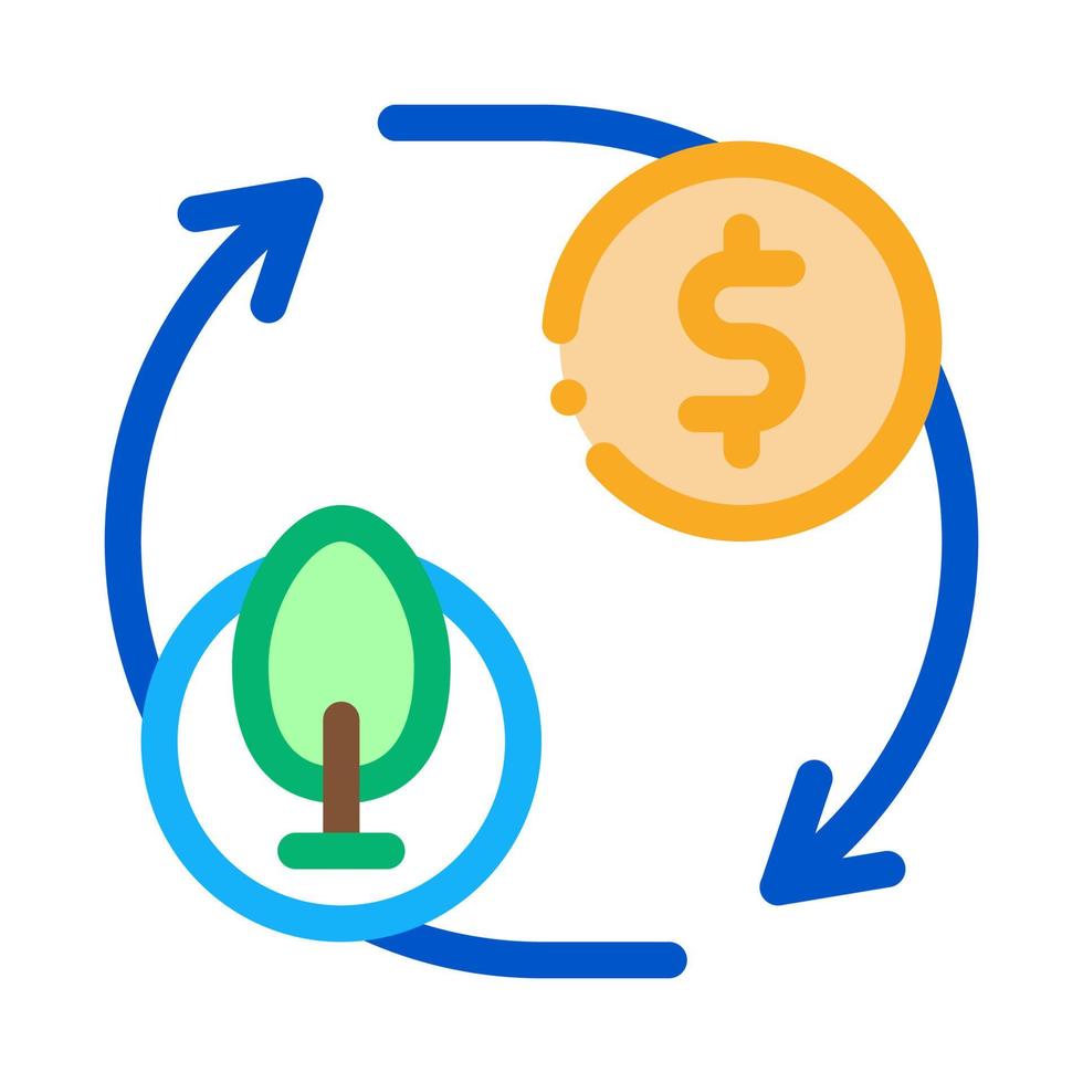 ciclo di alberi e i soldi icona vettore schema illustrazione