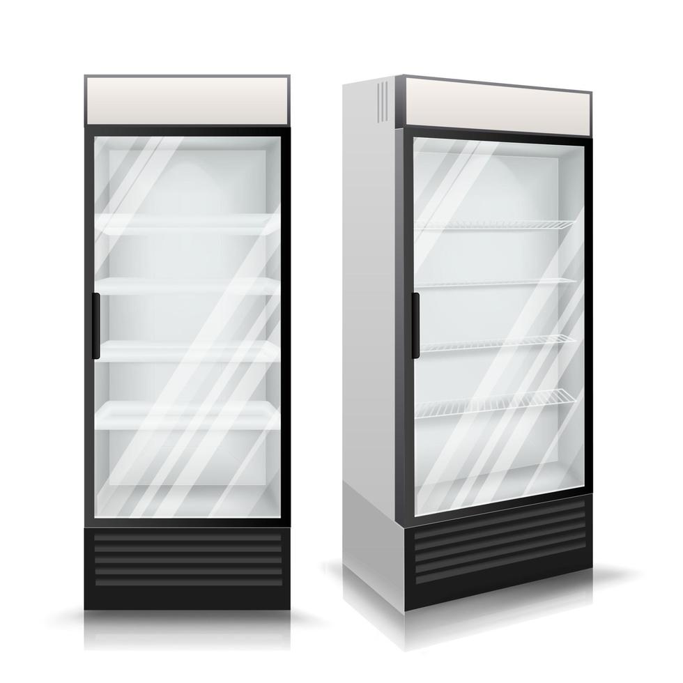 realistico frigorifero vettore. raffreddamento bevande. isolato illustrazione vettore