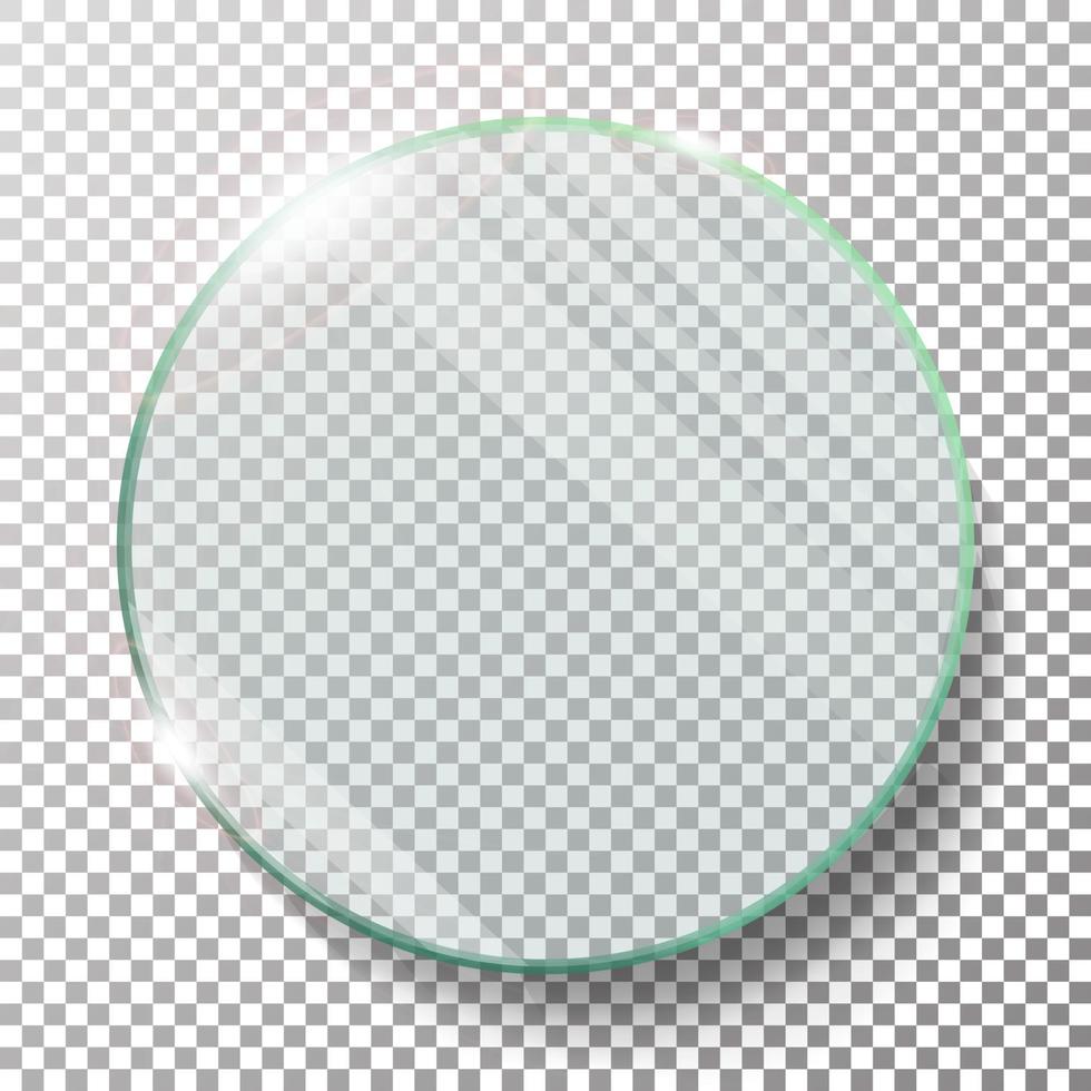 trasparente il giro cerchio vettore realistico illustrazione. piatto bicchiere cerchio. bicchiere piatto. trasparenza. lente razzi.