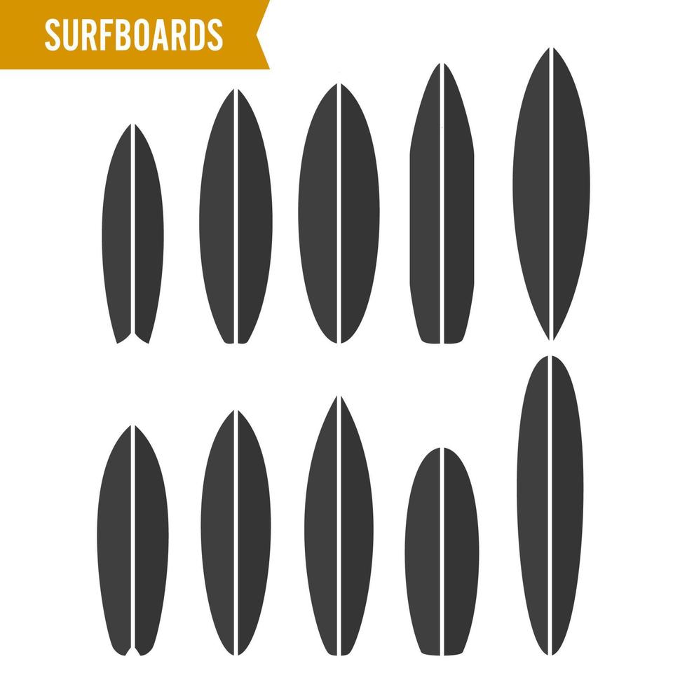 tavola da surf icona vettore impostare. nero fare surf tavola simbolo isolato su bianca sfondo.