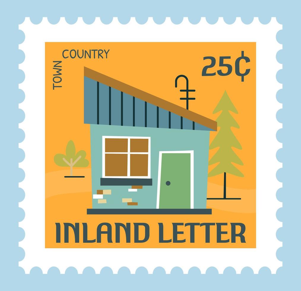 nell'entroterra lettera, cittadina nazione timbri postali mailing vettore