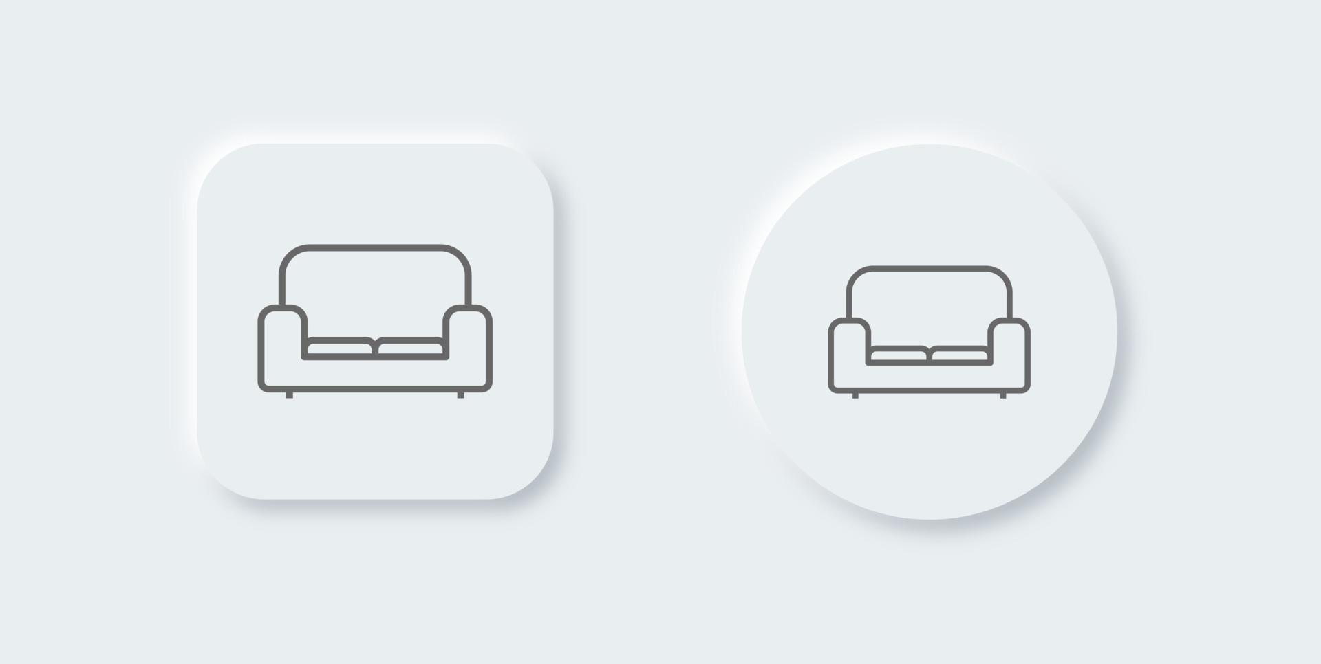 divano linea icona nel neomorfo design stile. divano segni vettore illustrazione.
