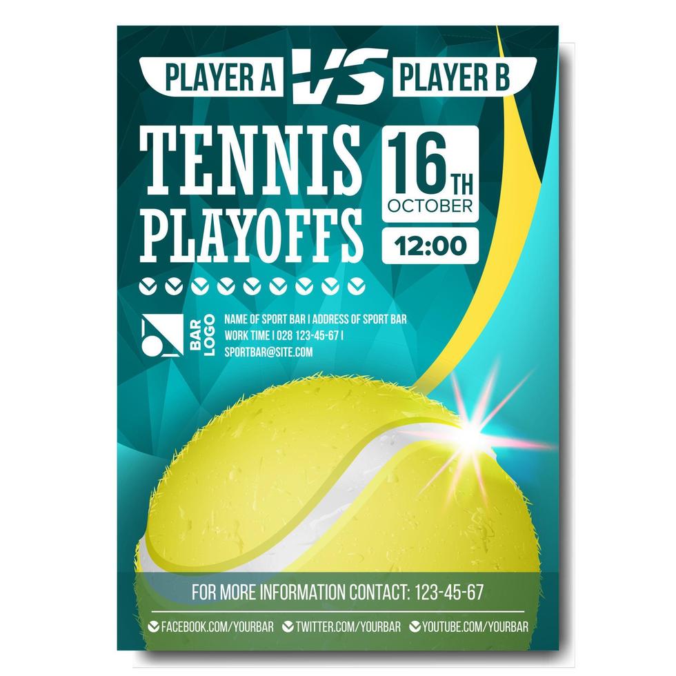 tennis manifesto vettore. design per sport bar promozione. tennis sfera. a4 taglia. moderno campionato torneo. gioco illustrazione vettore