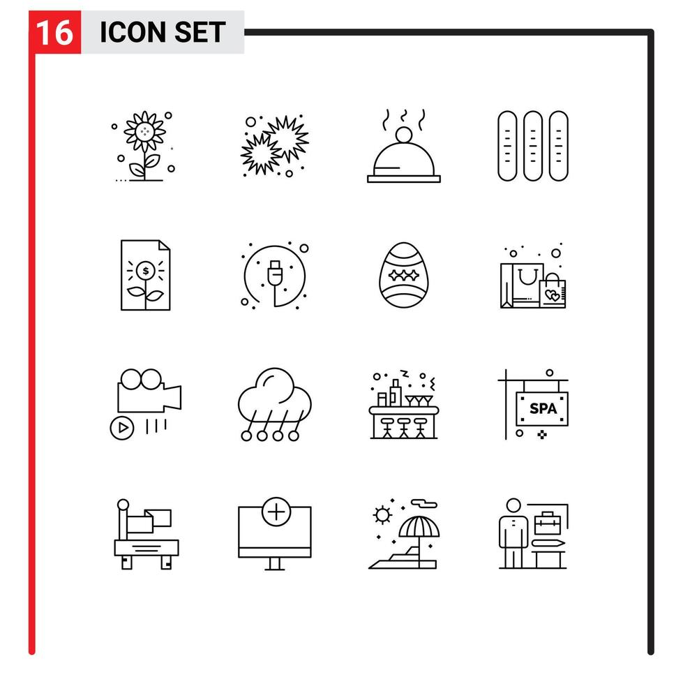 gruppo di 16 moderno lineamenti impostato per banca Festival stella autunno pane modificabile vettore design elementi