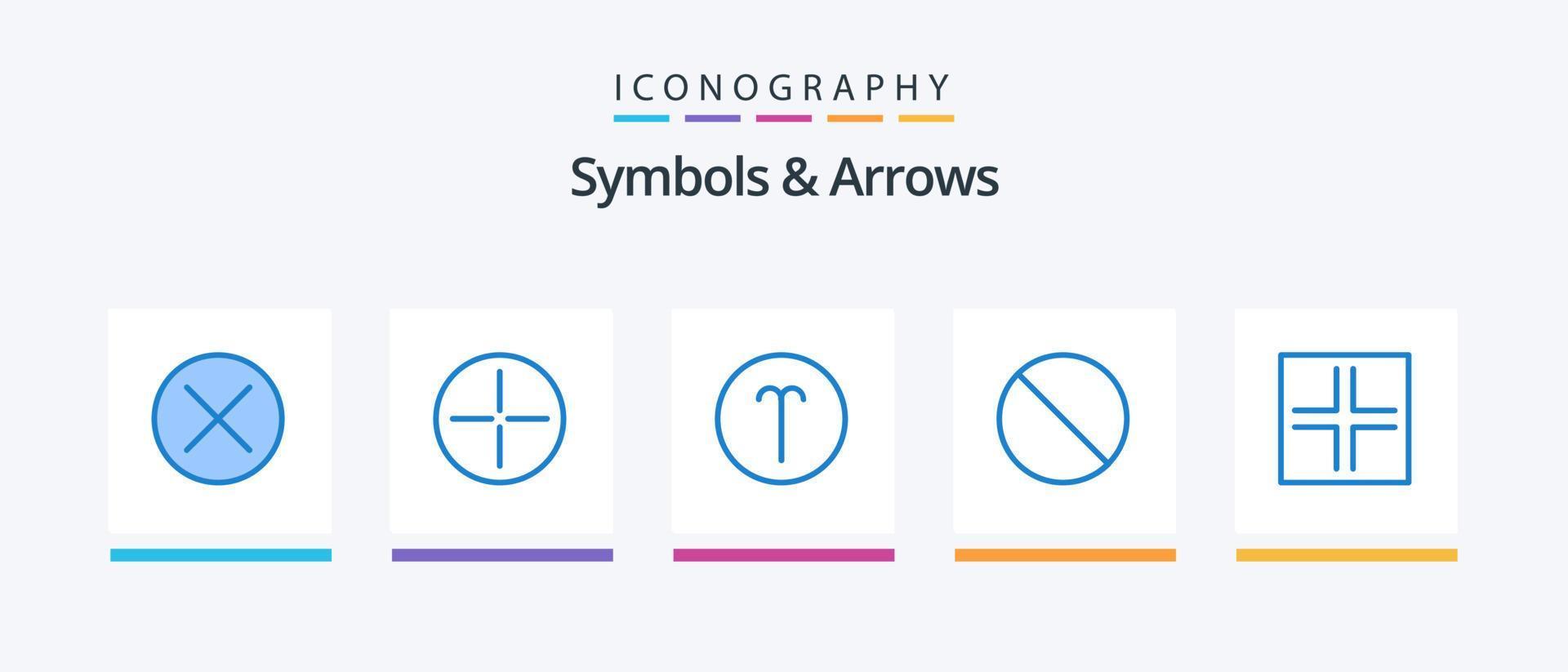 simboli e frecce blu 5 icona imballare Compreso segni. frecce. Ariete. fermare. Annulla. creativo icone design vettore