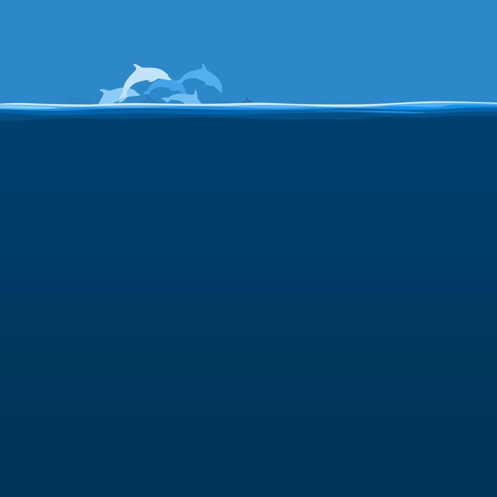 il volo di delfini galleggia nel il mare. un' vettore illustrazione