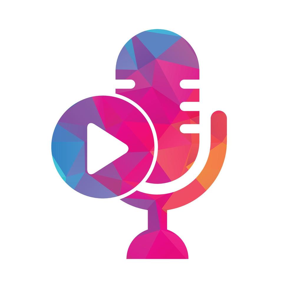 video giocare Podcast logo modello design. Podcast canale o Radio logo design. vettore