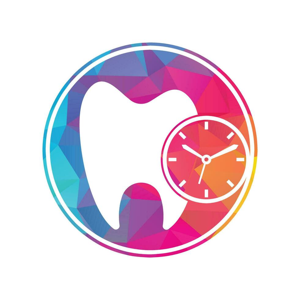 dentale tempo vettore logo design modello. umano dente e orologio icona design.