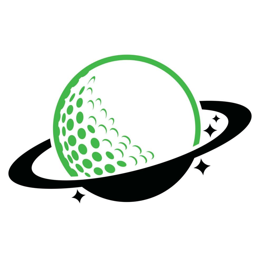 pianeta golf vettore logo design. golf palla e pianeta vettore logo design modello.