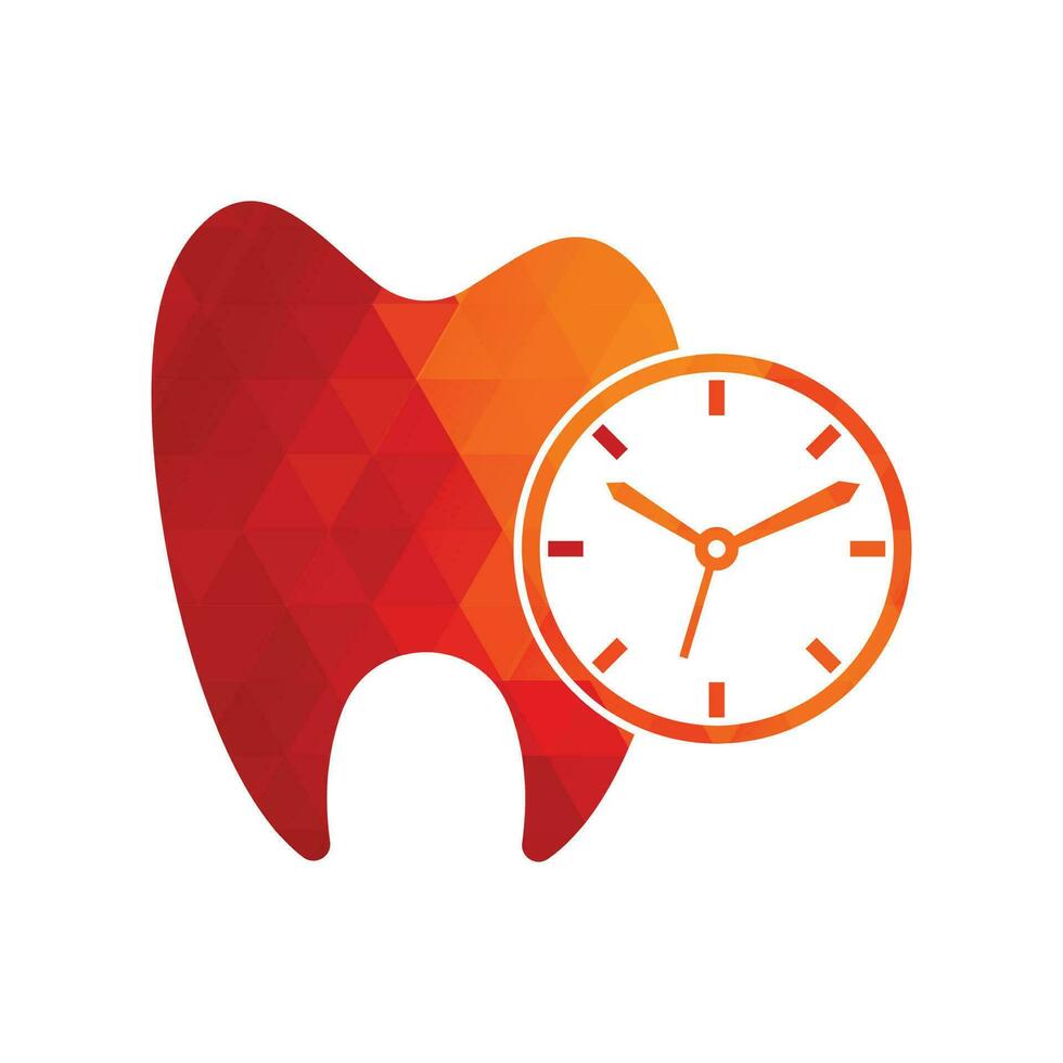 dentale tempo vettore logo design modello. umano dente e orologio icona design.