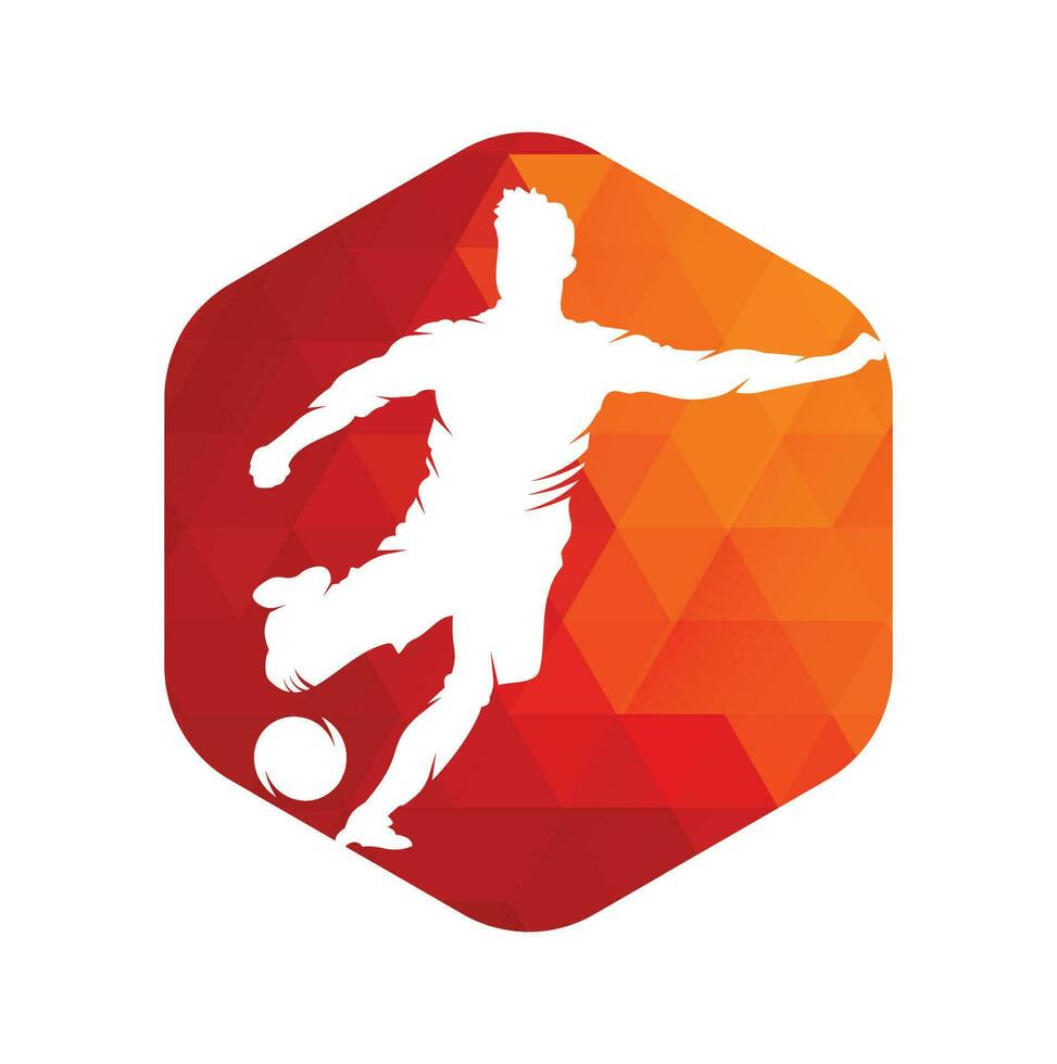 calcio e calcio giocatore logo design. dribbling palla logo vettore icona design.