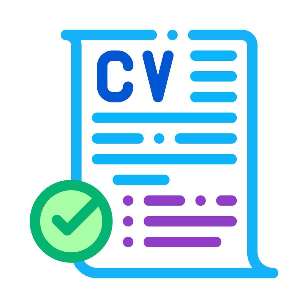 confermato curriculum vitae icona vettore schema illustrazione