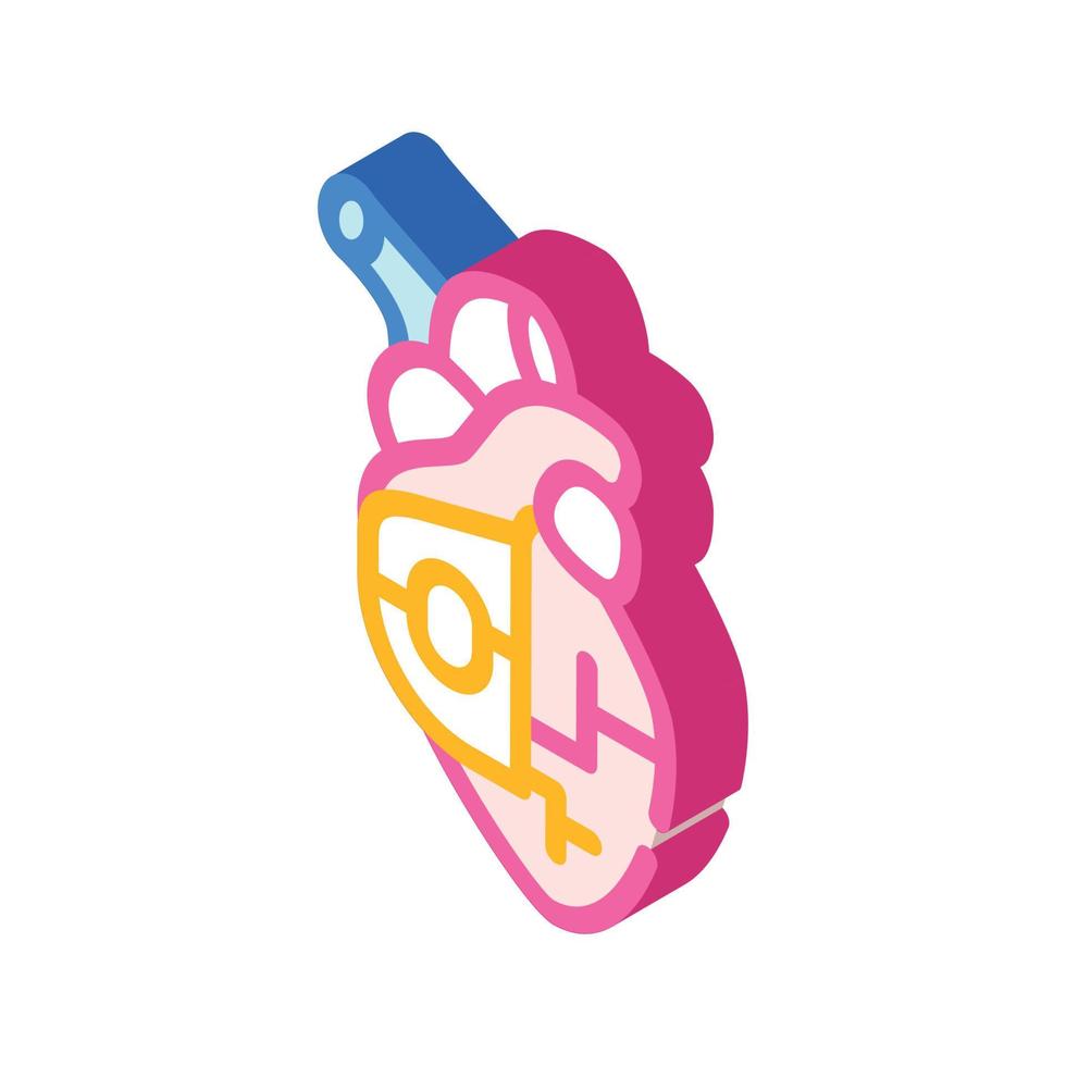 cuore stimolatore cardiaco isometrico icona vettore illustrazione cartello