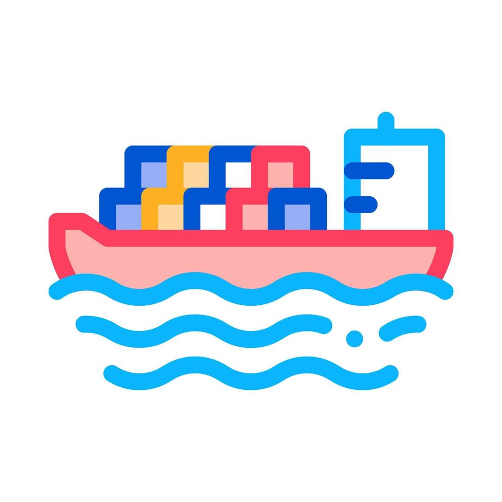 carico nave a mare icona vettore schema illustrazione
