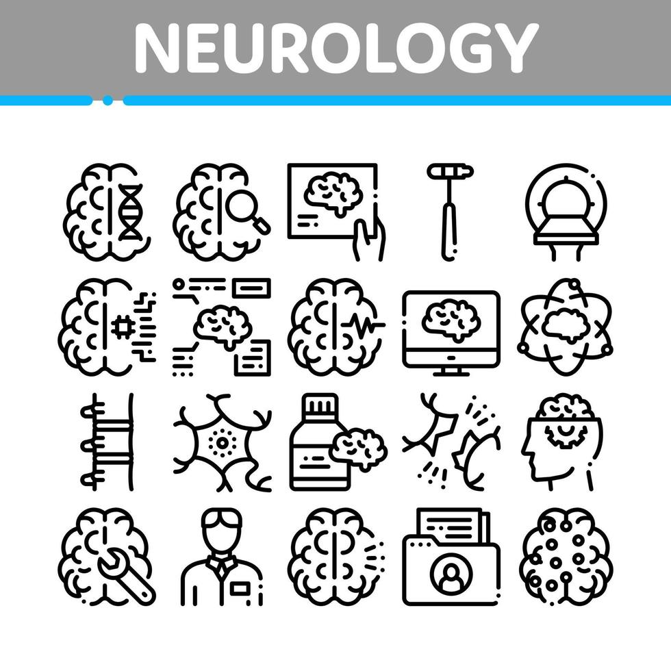 neurologia medicina collezione icone impostato vettore