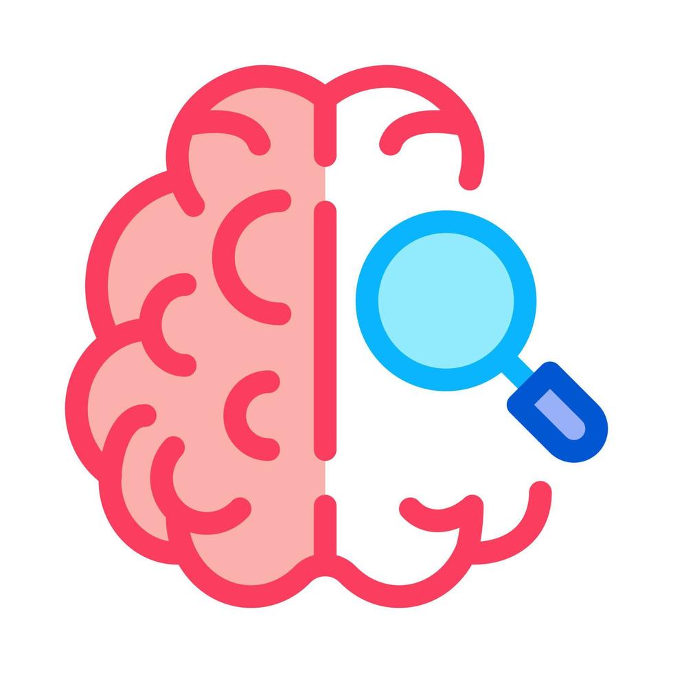 cervello lente d'ingrandimento icona vettore schema illustrazione