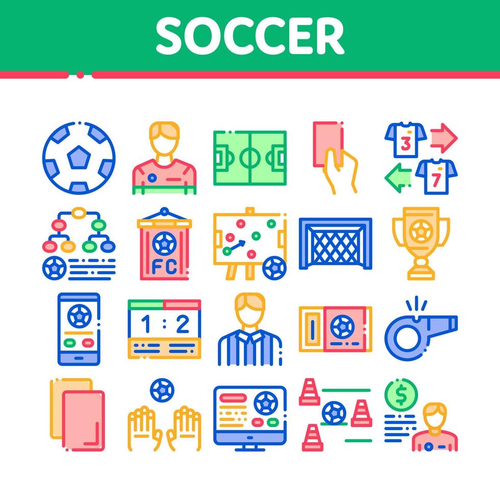 calcio calcio gioco collezione icone impostato vettore