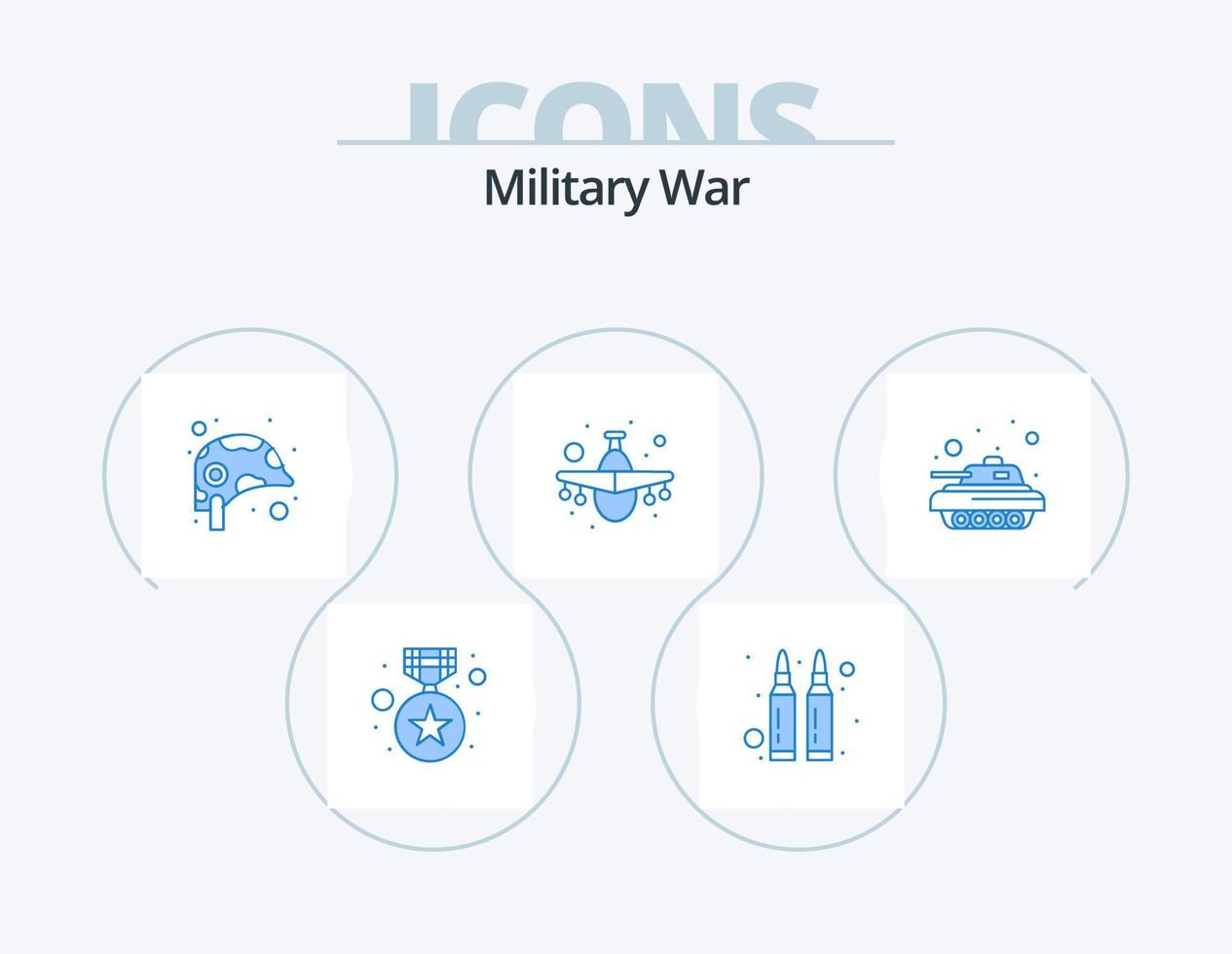 militare guerra blu icona imballare 5 icona design. militare. militare. attrezzatura. combattente Jet. aereo vettore